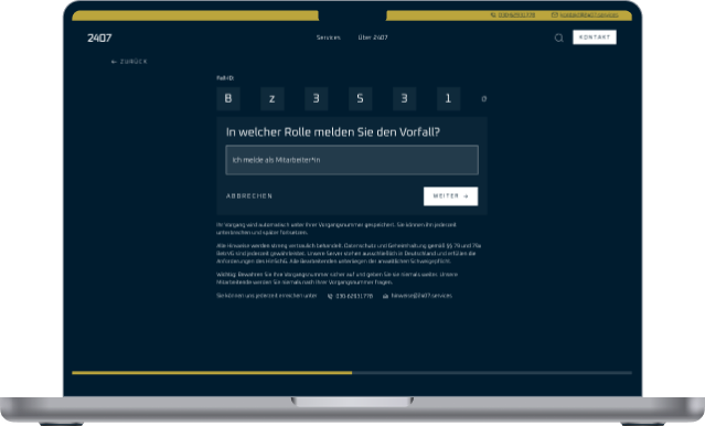 Hinweisgeber-Formular auf Laptop